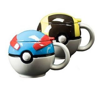 Set Of 2 Pokemon Ultra Ball & Great Ball Collectible 16 Oz Ceramic Mugs