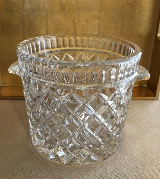 Vintage Heavy Lead Crystal Ice Bucket With Handles 5” H