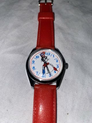 Vintage 1970’s Dr.  Seuss Cat In The Hat Watch Animated Wind Up