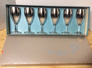 Mid Century Silver Tone Queens Lusterware Whiskey Sour Glasses Set Of 6