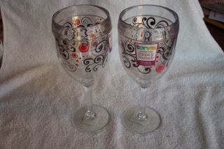 2 Swirl Scroll Tervis Double Wall Insulated Wine Glasses Bpa