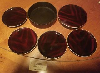 Vintage Otagiri Japan Lacquerware Coasters Complete Set Of 4 With Case No Chips
