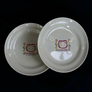 Set Of 2 Sanrio Hello Kitty Tokyo Jp Plate Ceramic Porcelain Dish Rose Flower