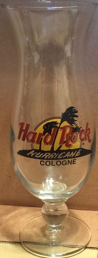 Hard Rock Cafe Cologne Hurricane Glass Classic Hrc Logo Palm Trees 9.  25 " Tall