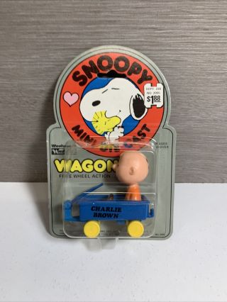 Vintage Snoopy Mini Diecast Wagon Series Charlie Brown In Blue Wagon Noc / Nos