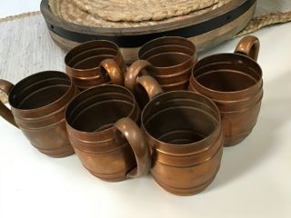 Set Of Six Vintage Copper Mugs - Cavalier By National Silver (1960s?)