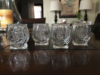 4 - Vintage Jim Beam Horseshoe Bourbon Whiskey Shot Glasses