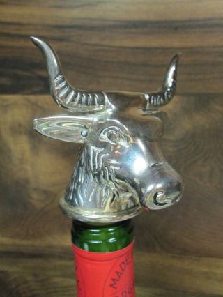 Nieman Marcus Silver Plated Longhorn Bull Wine Stopper