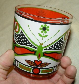 Vintage Htf Colorful George Briard Mid Century Modern Butterfly Rocks Glass