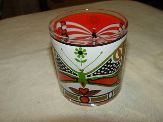 Vintage Htf Colorful George Briard Mid Century Modern Butterfly Rocks Glass 2