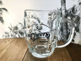 Clear Glass Beer Stein Mug CHEERS Bar Boston Thumbpress Design 3