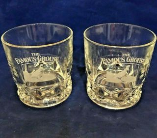 The Famous Grouse Set Of 2 On The Rock Whiskey Glasses Weighted Bottom Euc
