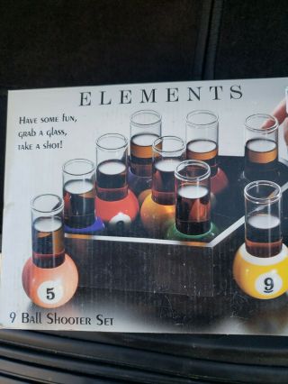 Billiards Pool Ball 4”shot Glass Set Of 9 Removable Glasses Sport Bar Drink Game