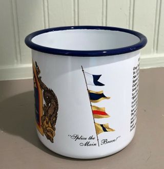 British Navy Pusser ' s Rum Enamel Tin Cup Mug Virgin Islands Royal Navy Toasts 2