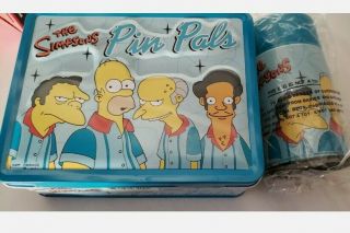 2001 N.  E.  C.  A.  The Simpsons Pin Pals Metal Lunchbox With Thermos Lunch Box Homer