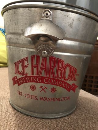 Ice Harbor Brewing Company Beer Ice Metal Bucket With Bottle Opened.  Pre - Owned.