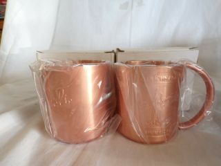 (m) Stoli Stolichnaya Vodka Copper Moscow Mule Mug Pair - Brand