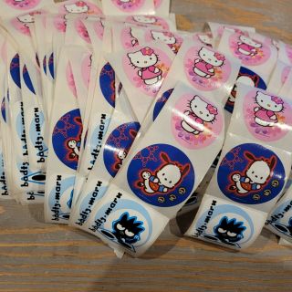 Sanrio Hello Kitty Badtz Maru Pochacco Round Sticker Seals 24 - Stickers Vtg 2000