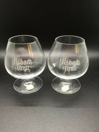 Set Of 2 Vintage Asbach Uralt Mini Brandy Snifter Glasses.  Old Stock