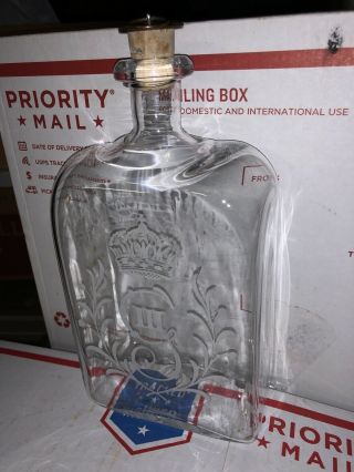 Vintage Sweden Crystal Liquor Decanter Engraved Gustav Iii And 1919 Penny