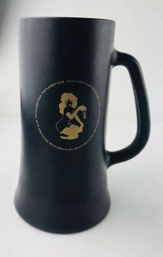 Vintage Playboy Club Matte Black Gold Playboy Bunny Logo Mug Beer Stein