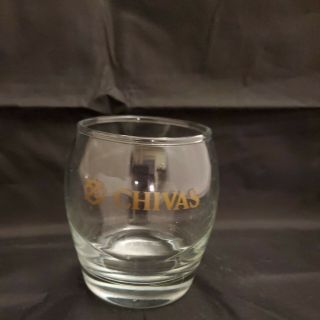 Vtg Chivas Regal Scotch Whisky Gold Etched Lowball Glass.