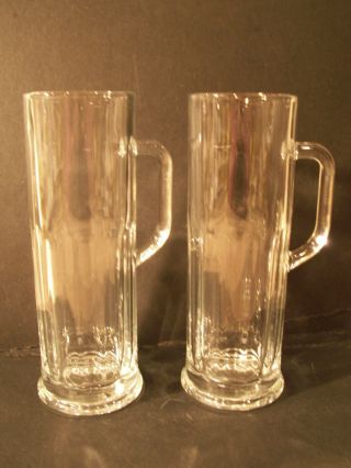 Two - 22 Oz.  - Vintage Usa Libby Clear Glass Beer Mug/stein - 9 " Tall