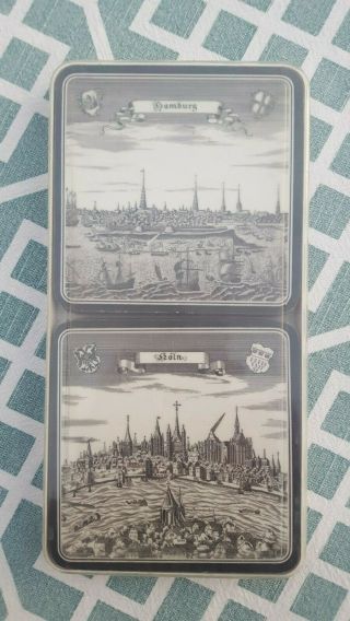 Vintage Schuberth Black & White Art Of German Towns Boxed Set Of 6 Coasters
