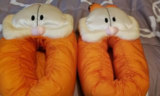 Garfield Orange Cat Polyester House Slippers Size Xl (11 - 12) Vintage 1981
