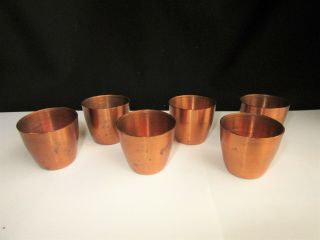Set Of 6 Vintage Stackable Copper Shot Cups Glasses For Outdoors Travel Camping