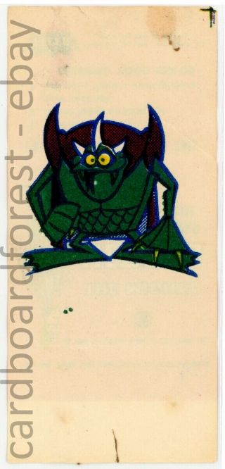 1966 Fleer Terrytoons Bubble Gum Tattoo - The Mighty Heroes - Fiendish Frog
