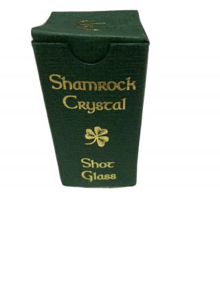 Shamrock Irish Crystal 3” Shot Glass With Etched Map Of Ireland In Gift Box