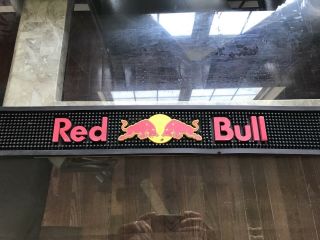 Red Bull Energy Drink Thick Rubber Bar Mat 23.  5 " X 3.  5 " Rail Shot Spill Man Cave