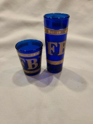 Cobalt Blue Fbi F.  B.  I.  Federal Bureau Of Investigation Usa Shot Glass Souvenir 2
