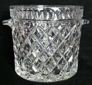 Xlnt Vintage Heavy Lead Crystal Ice Bucket With Handles 5” H