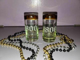 1800 Tequilla 2oz 100 De Agave Shot Glass - Hand Blown Amber.  Set Of 2