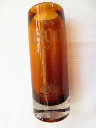 1800 Tequila Shot Glass Tall 3 3/4 " Shooter Brown 100 De Agave