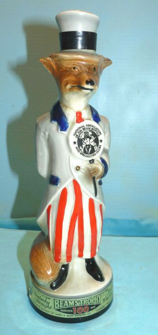Vintage Jim Beam Decanter Uncle Sam Fox Bottle Specialties Club 1971 12 "