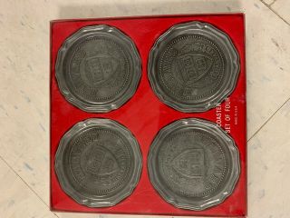 Vintage Set Of (4) Harvard University Coasters Metal Nib