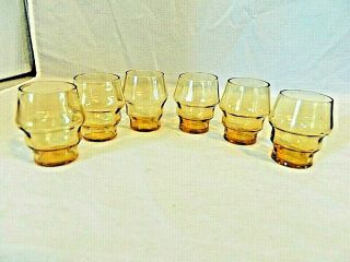 Shot Or Cordial Glass Set Of 6 Clear Yellow Amber Elegant Glass Approx.  2 " Tall