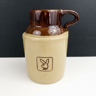 1970s Playboy Bunny Stoneware Brown Pottery Crock Whiskey Jug Coffee Mug Cup