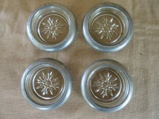 Set Of Four Vintage Empire Pewter Mfg.  Co.  Pewter Rimmed Drink Coasters