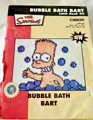 Bart Simpson Bubble Bath Caron Latch Hook Rug Kit 20 " X 27 " Complete