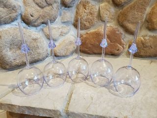Set Of 5 Clear Plastic/acrylic Floating Wine Glasses Beach/pool/spa/hot Tub