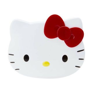 Japan Sanrio Hello Kitty Mirror Hair Brush Comb Set Red Cat Compact & Travel