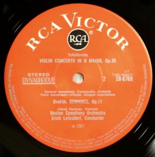 UK RCA SB 6768 1st ed.  Perlman,  Tchaikovsky violin concerto,  Leinsdorf,  BSO 2
