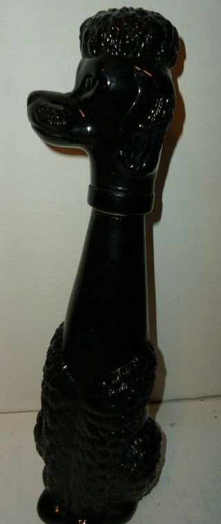 VIntage Black Art Glass Poodle Dog Decanter 15 