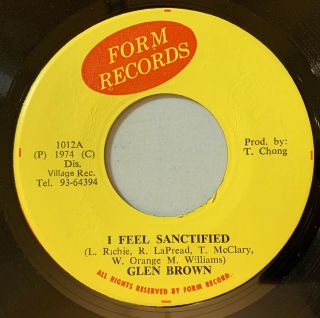 Glen Brown - I Feel Sanctified 45 Form 1974 Reggae Roots Vg,  Mp3