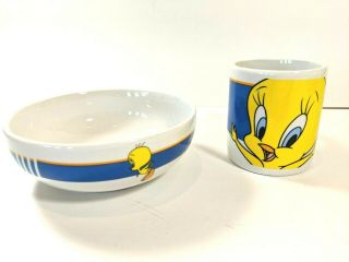 Looney Tunes By Gibson Warner Brothers Set Tweety Bird Cereal Bowl Plate & Mug