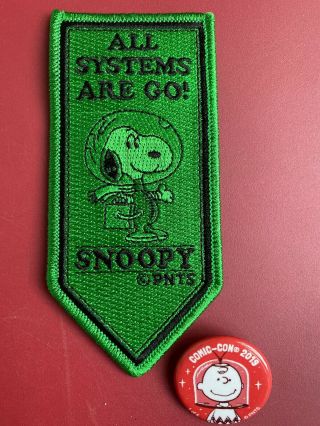 Peanuts Snoopy Astronaut Patch & Button Pin Sdcc 2019 San Diego Comic Con Excl